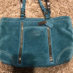 Coach blue purse with tag